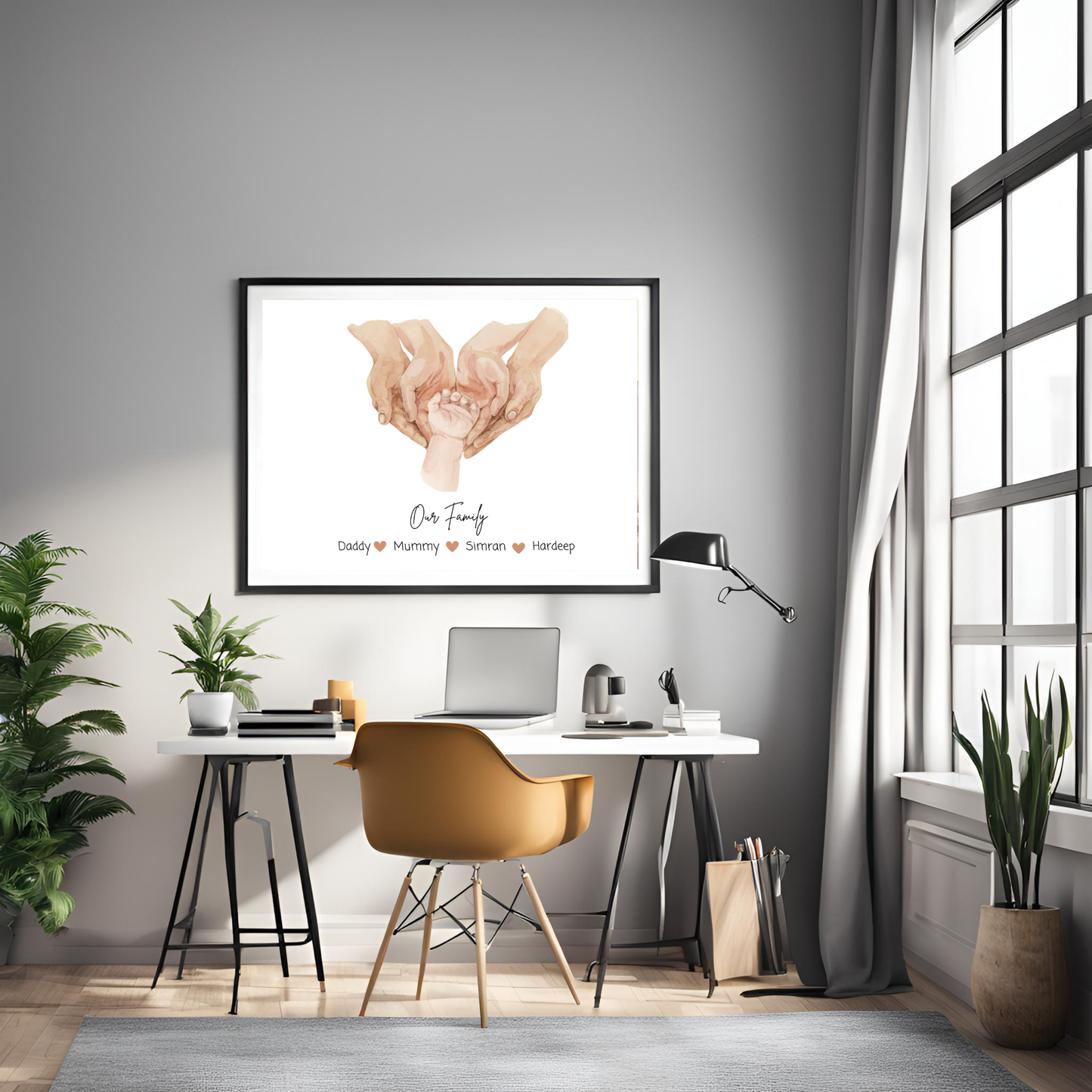 Customized Family Name Hands Poster - Digital Wall Art