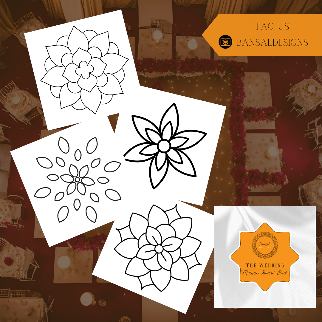 Maiyan Board Pack of 4 - Punjabi Wedding Accessories Digital Template