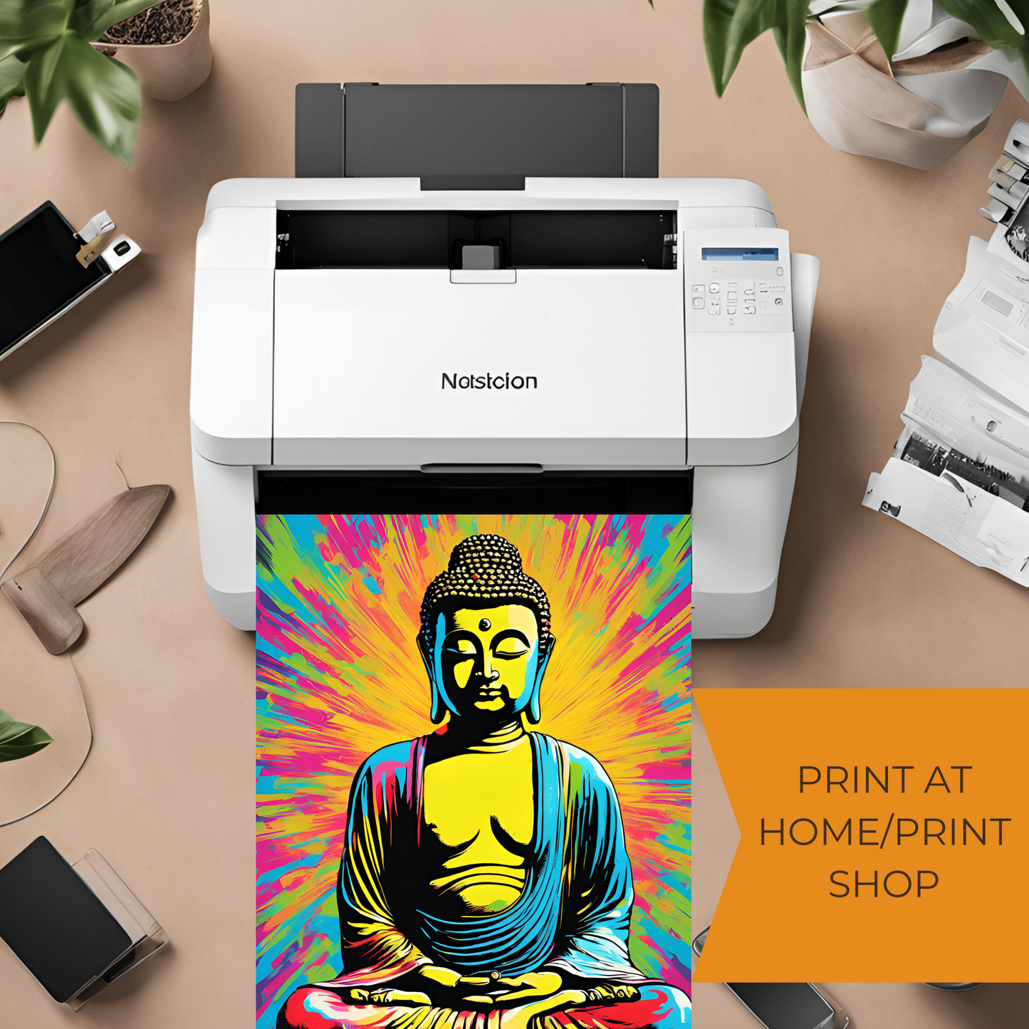 Buddha Neon - Digital Printable Wall Art