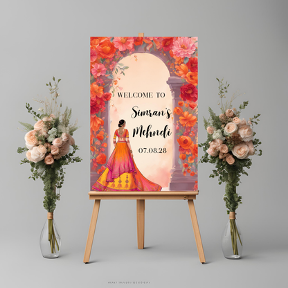 Portrait Mehndi Welcome Sign