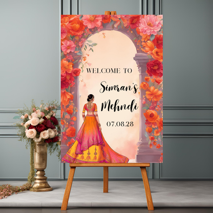 Portrait Mehndi Welcome Sign