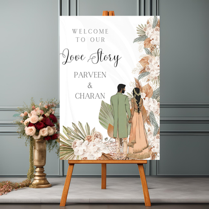 Green Tropical Entrance Board Digital Download - Online Template