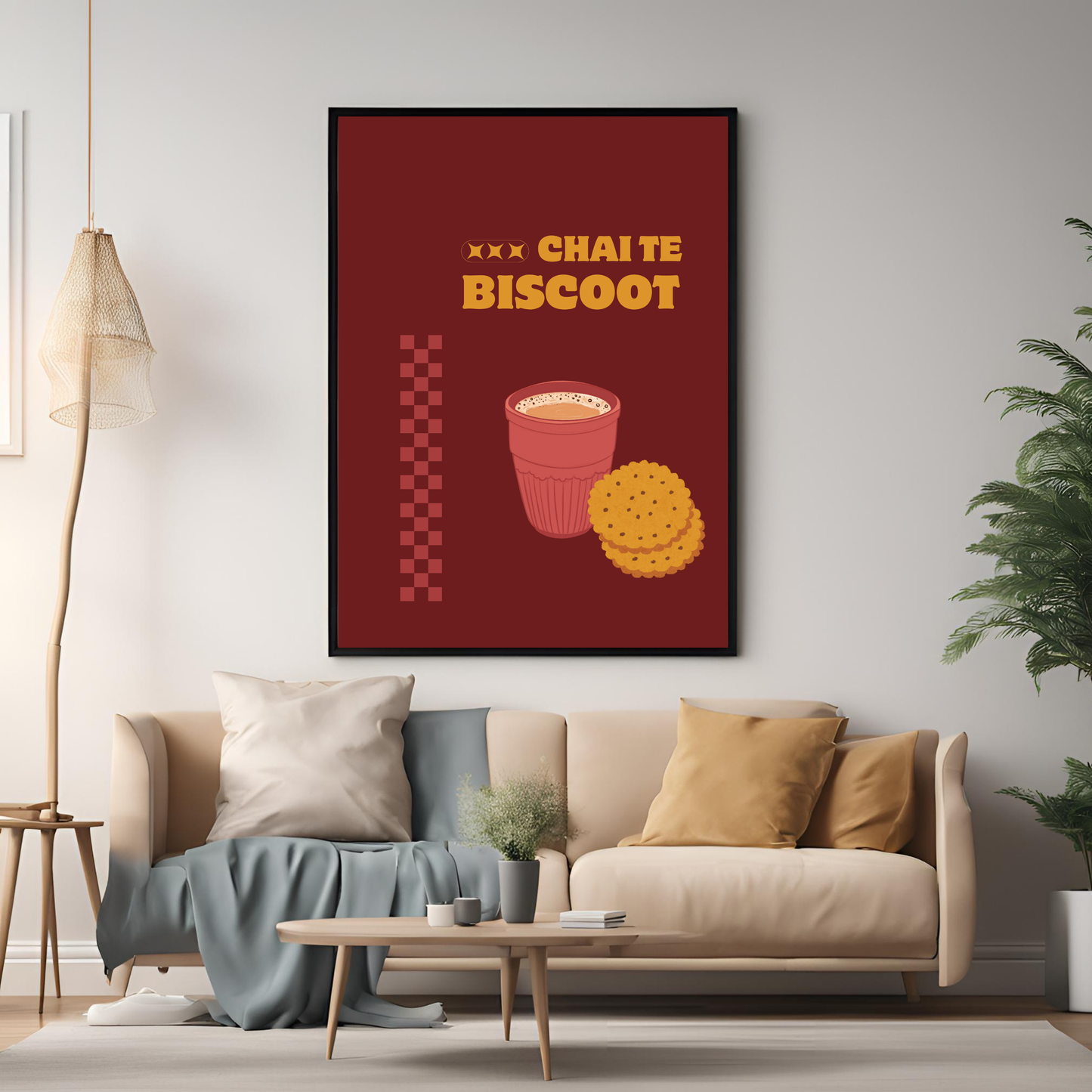 Chai Te Biscoot Black Framed A4 Portrait Print