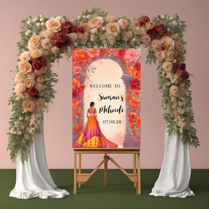 Portrait Mehndi Welcome Sign