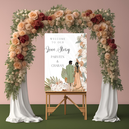 Green Tropical Entrance Board Digital Download - Online Template