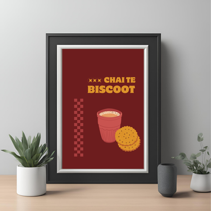 Chai Te Biscoot Black Framed A4 Portrait Print