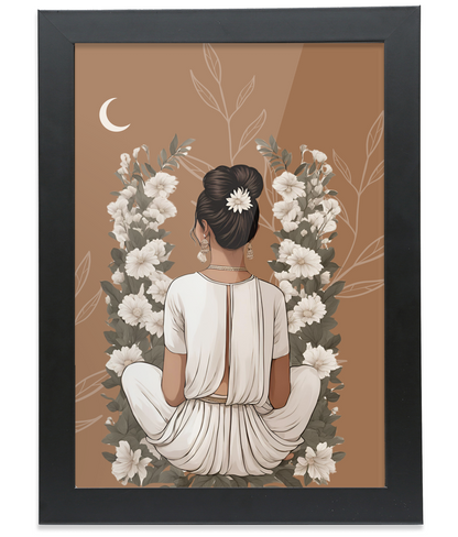 Desi Girl Midnight Black Framed A4 Portrait Print