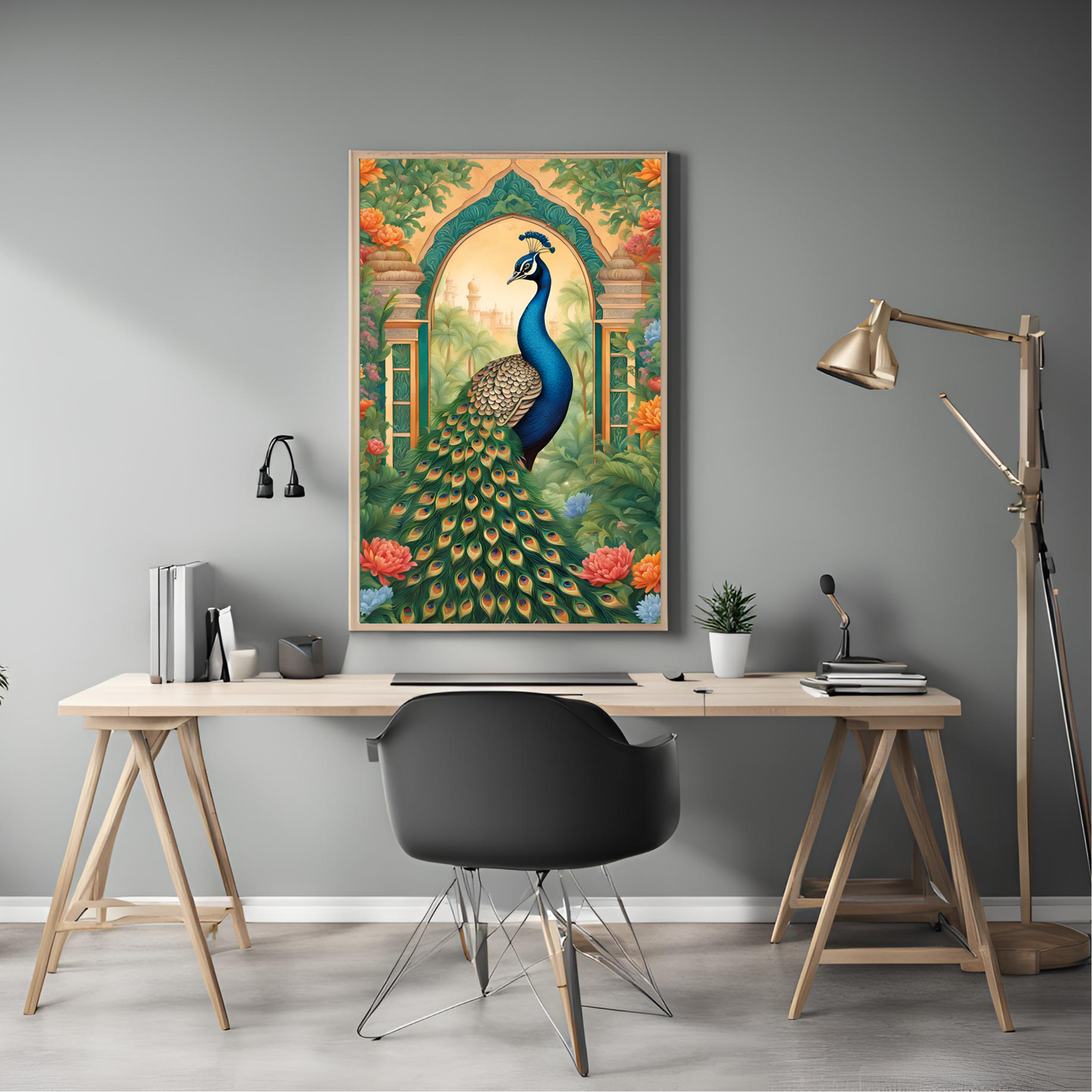 Jaipur Peacock Garden - Mughal Inspired Digital Print