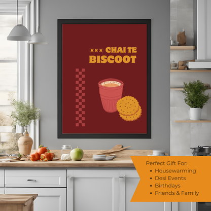Chai Te Biscoot Black Framed A4 Portrait Print