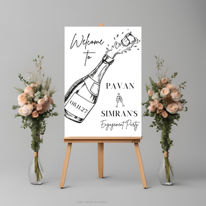 Modern Calligraphy Engagement Welcome Sign