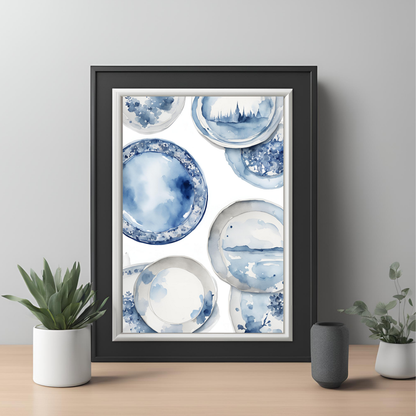 Blue Plates Wall Art Digital Download