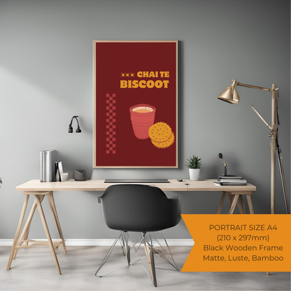 Chai Te Biscoot Black Framed A4 Portrait Print