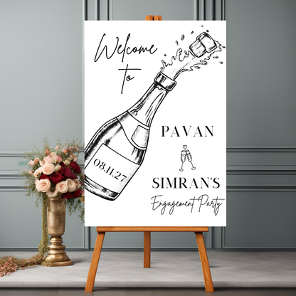 Modern Calligraphy Engagement Welcome Sign