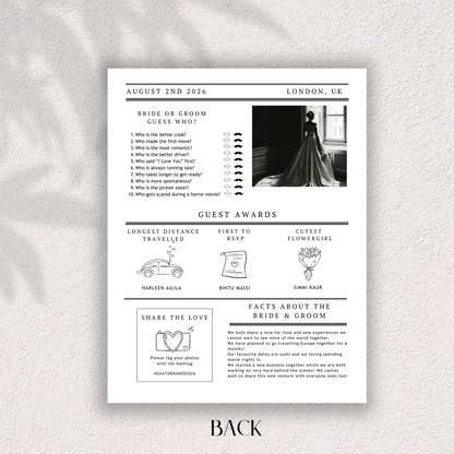 Newspaper Wedding Digital Download - Online Template