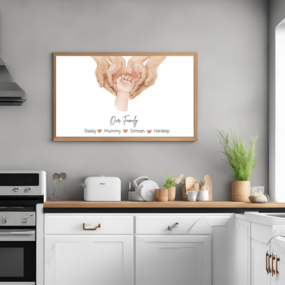 Customized Family Name Hands Poster - Digital Wall Art