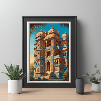 Indian Palace Teal Wall Art Digital Download