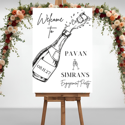 Modern Calligraphy Engagement Welcome Sign