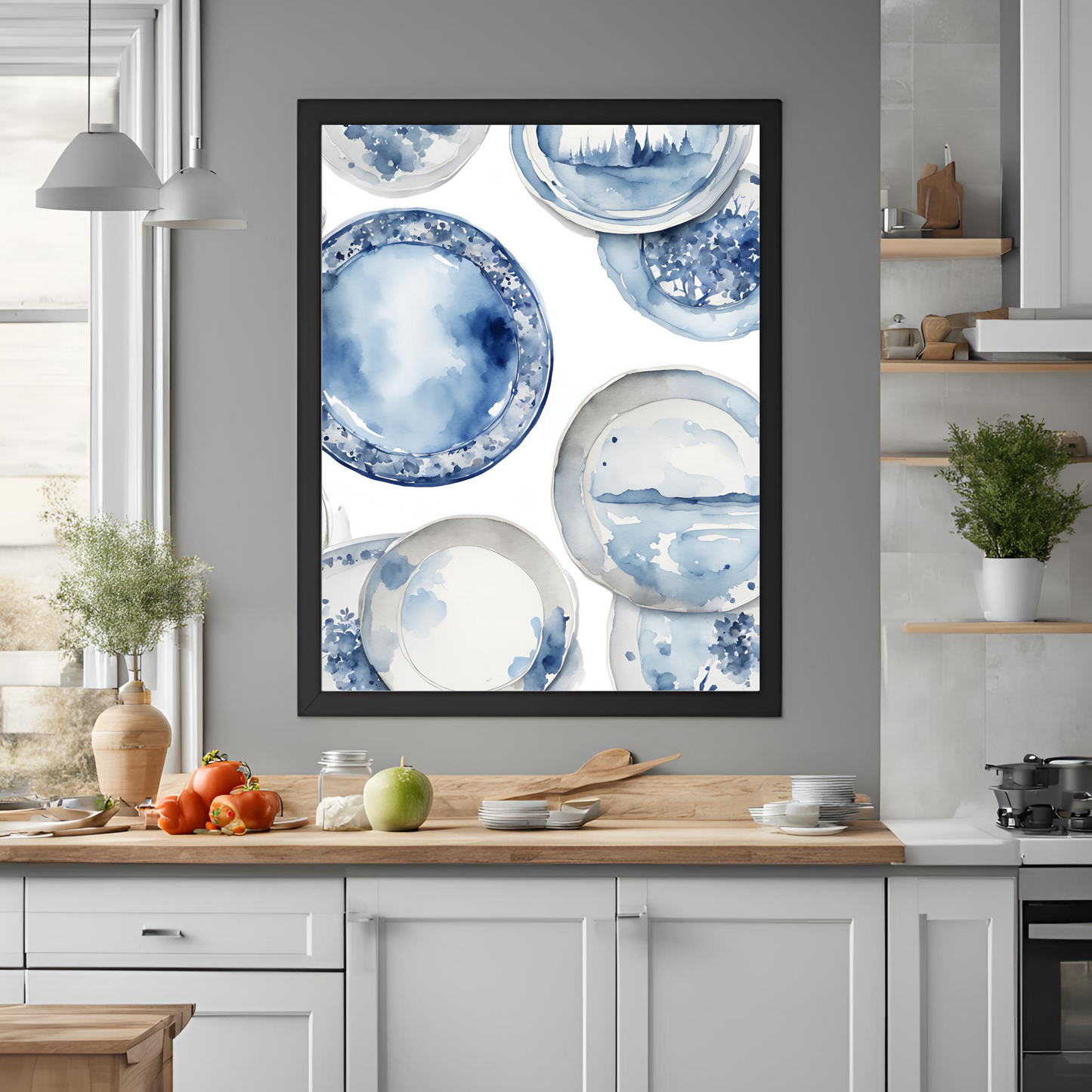 Blue Plates Wall Art Digital Download
