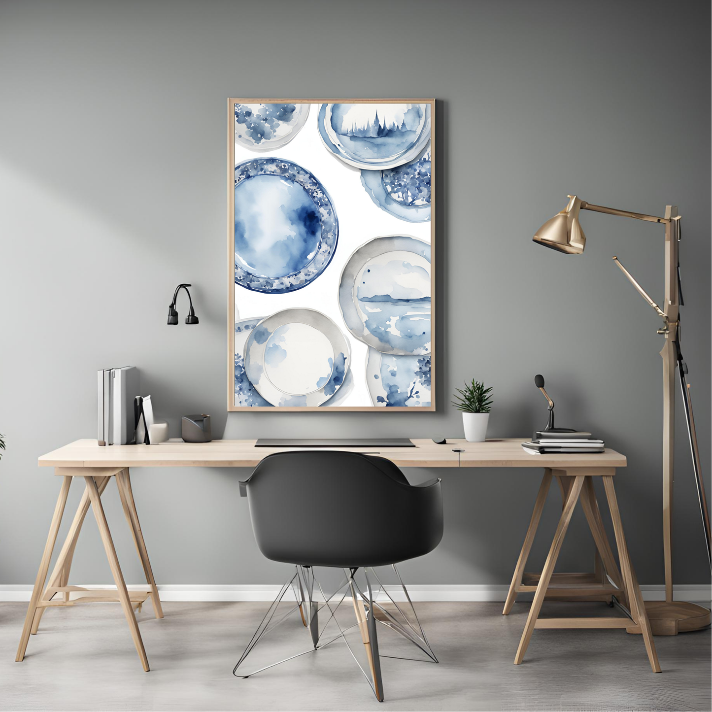 Blue Plates Wall Art Digital Download