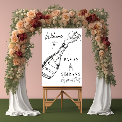Modern Calligraphy Engagement Welcome Sign