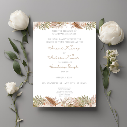 Green Tropical Invite Inserts Digital Download 6pcs - Online Template
