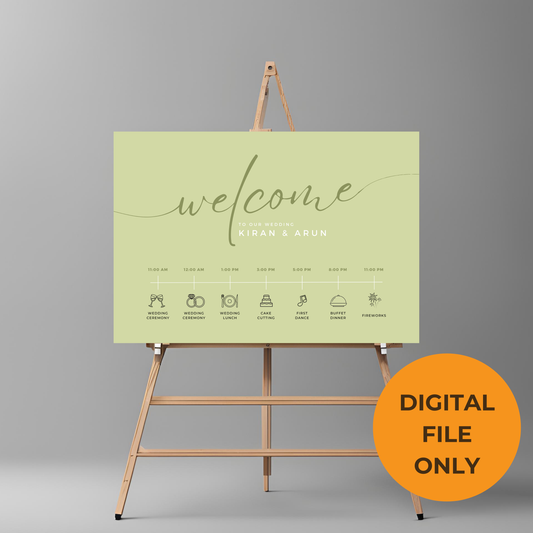 Civil Wedding Minimalist Order of Events Board Digital Download - Online Template