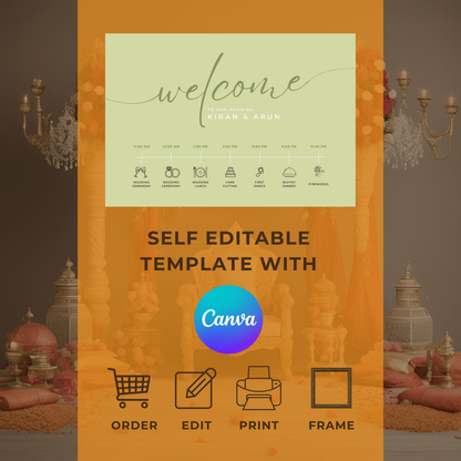 Civil Wedding Minimalist Order of Events Board Digital Download - Online Template