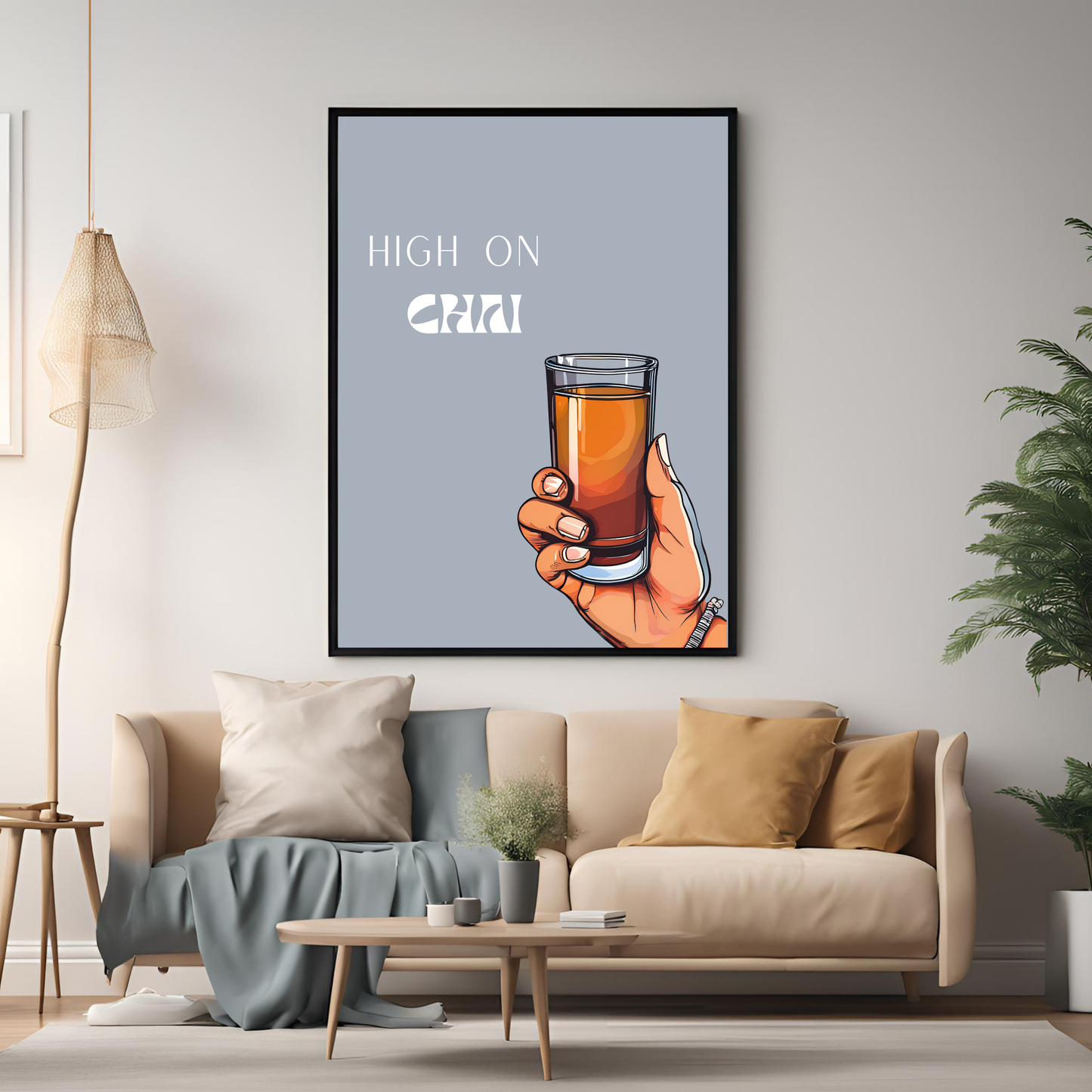 High on Chai - Black Framed A4 Portrait Print