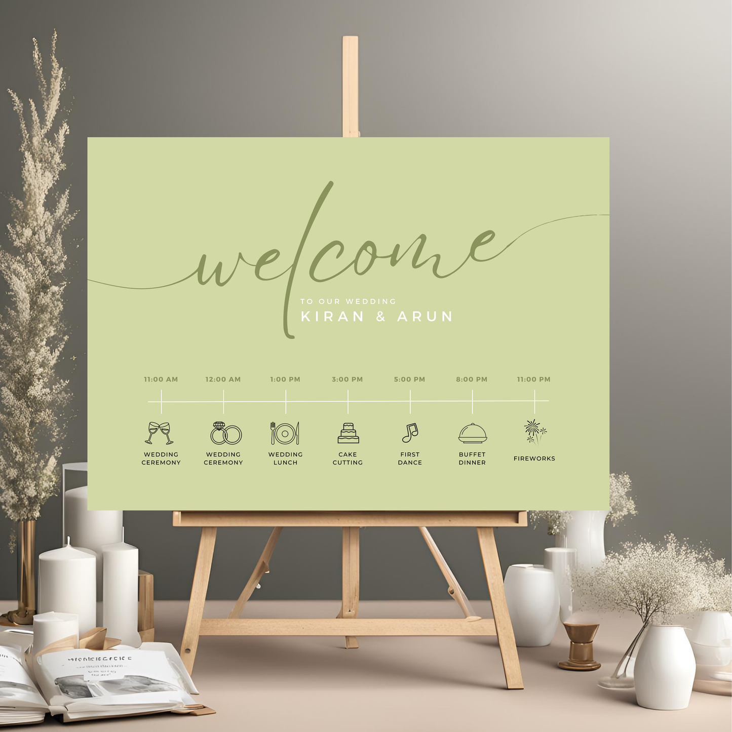 Civil Wedding Minimalist Order of Events Board Digital Download - Online Template