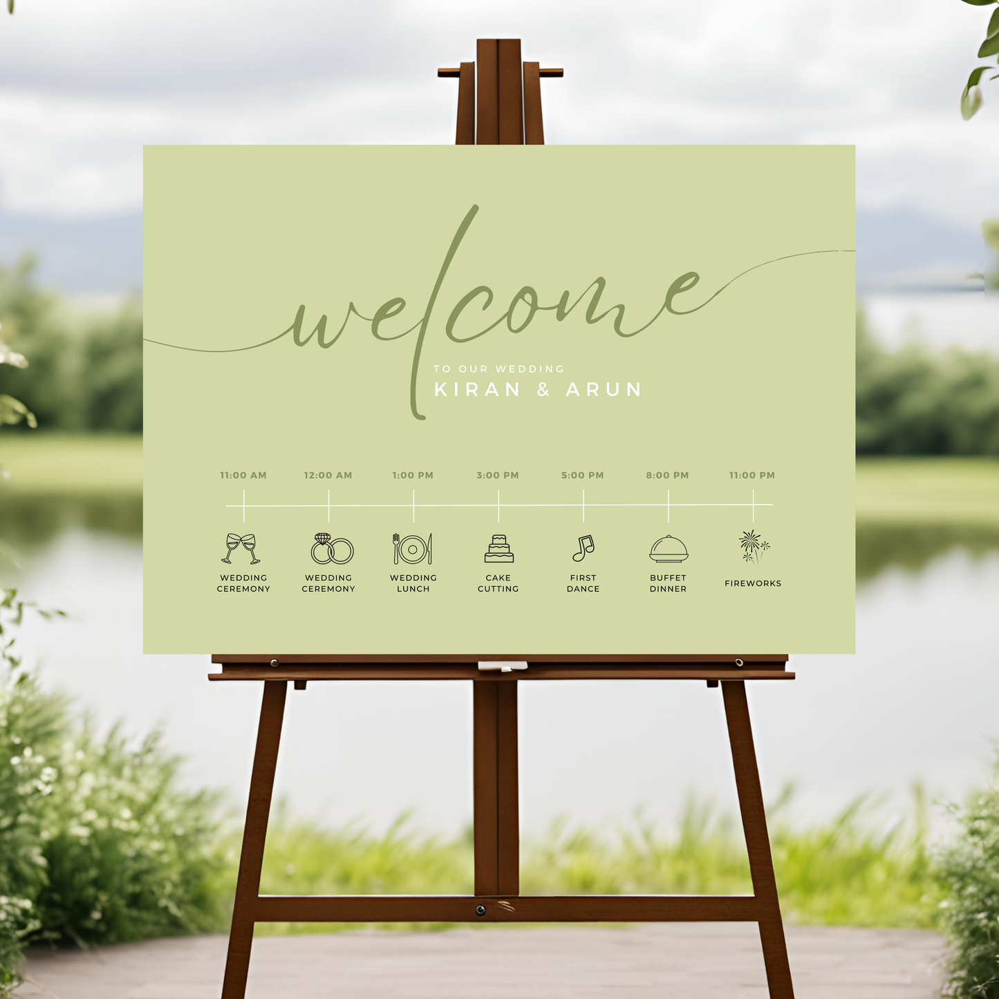 Civil Wedding Minimalist Order of Events Board Digital Download - Online Template