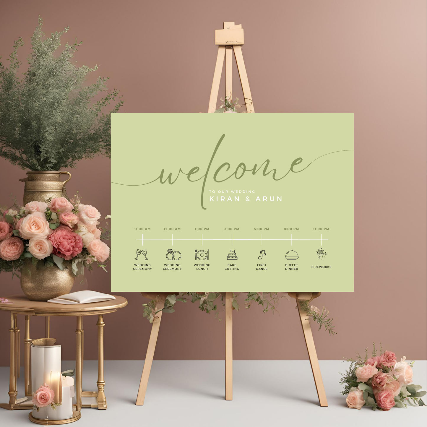 Civil Wedding Minimalist Order of Events Board Digital Download - Online Template