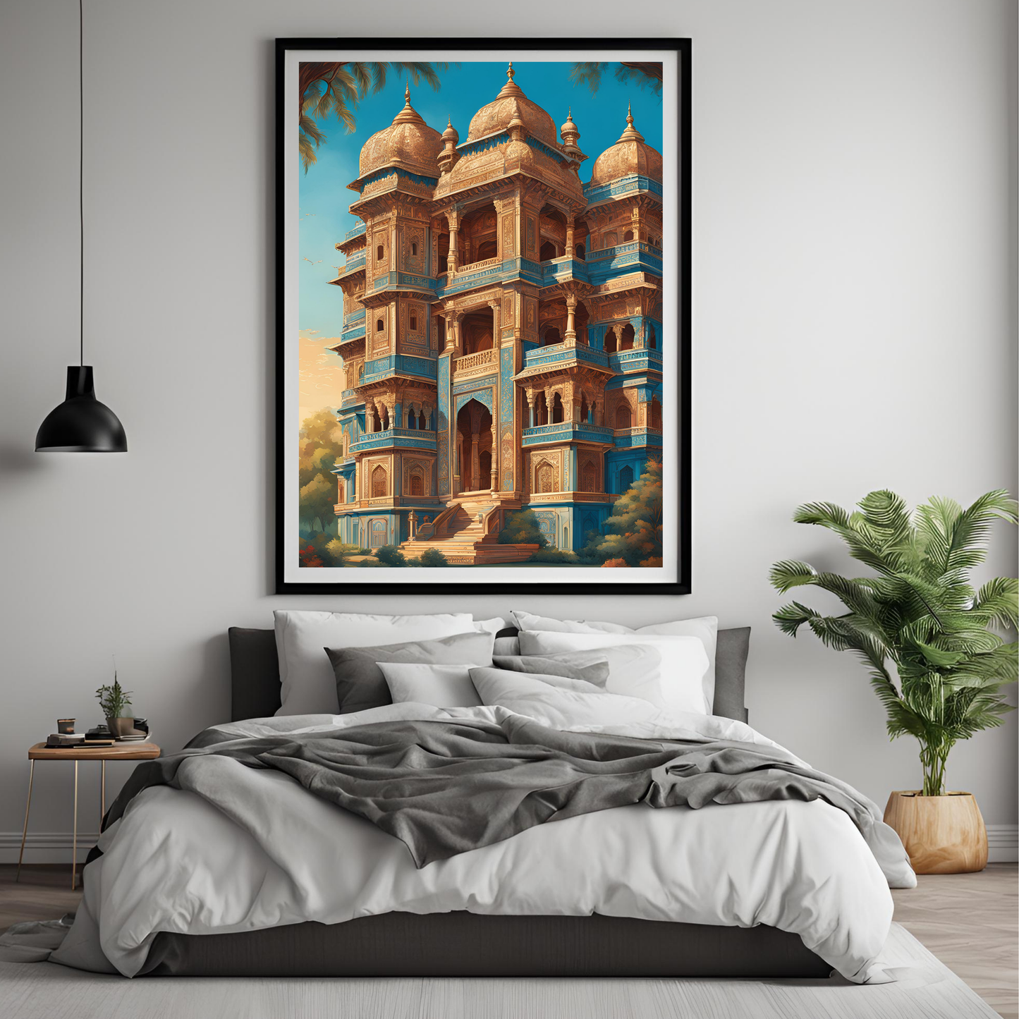 Indian Palace Teal Wall Art Digital Download