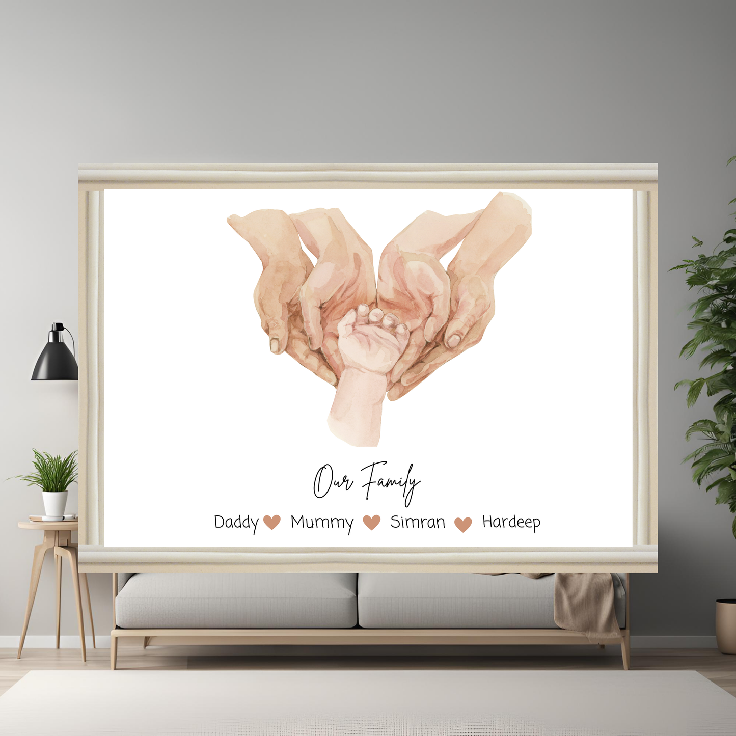 Customized Family Name Hands Poster - Digital Wall Art