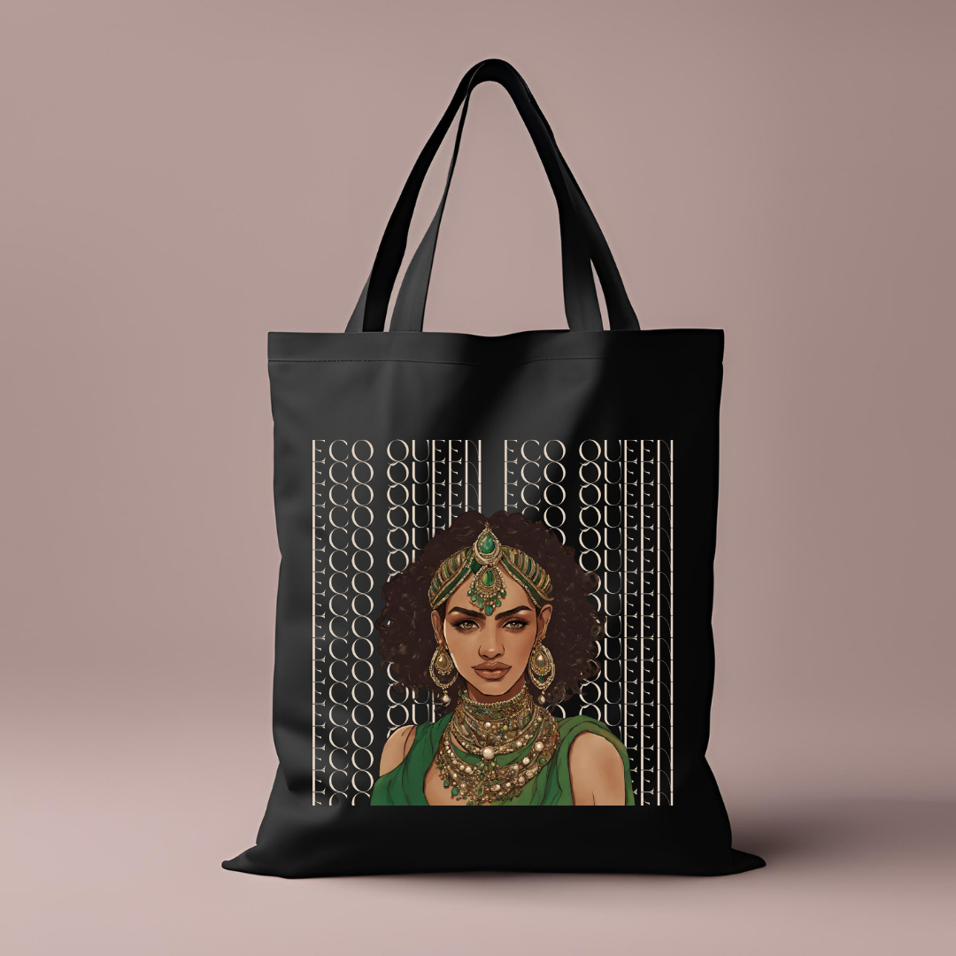 South Asian Art - Brown Eco Queen Tote Bag
