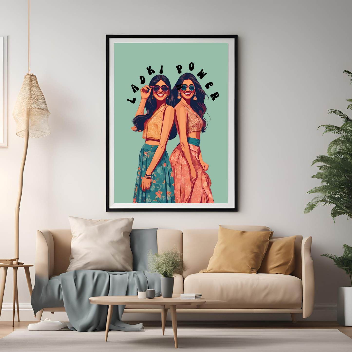 Ladki Power Framed A4 Print - Portrait/Black