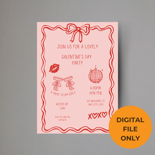 Galentines Invite Red Bow