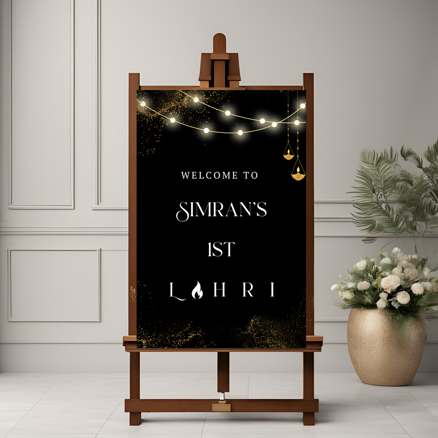 Lohri Black Entrance Board Digital Download - Online Template