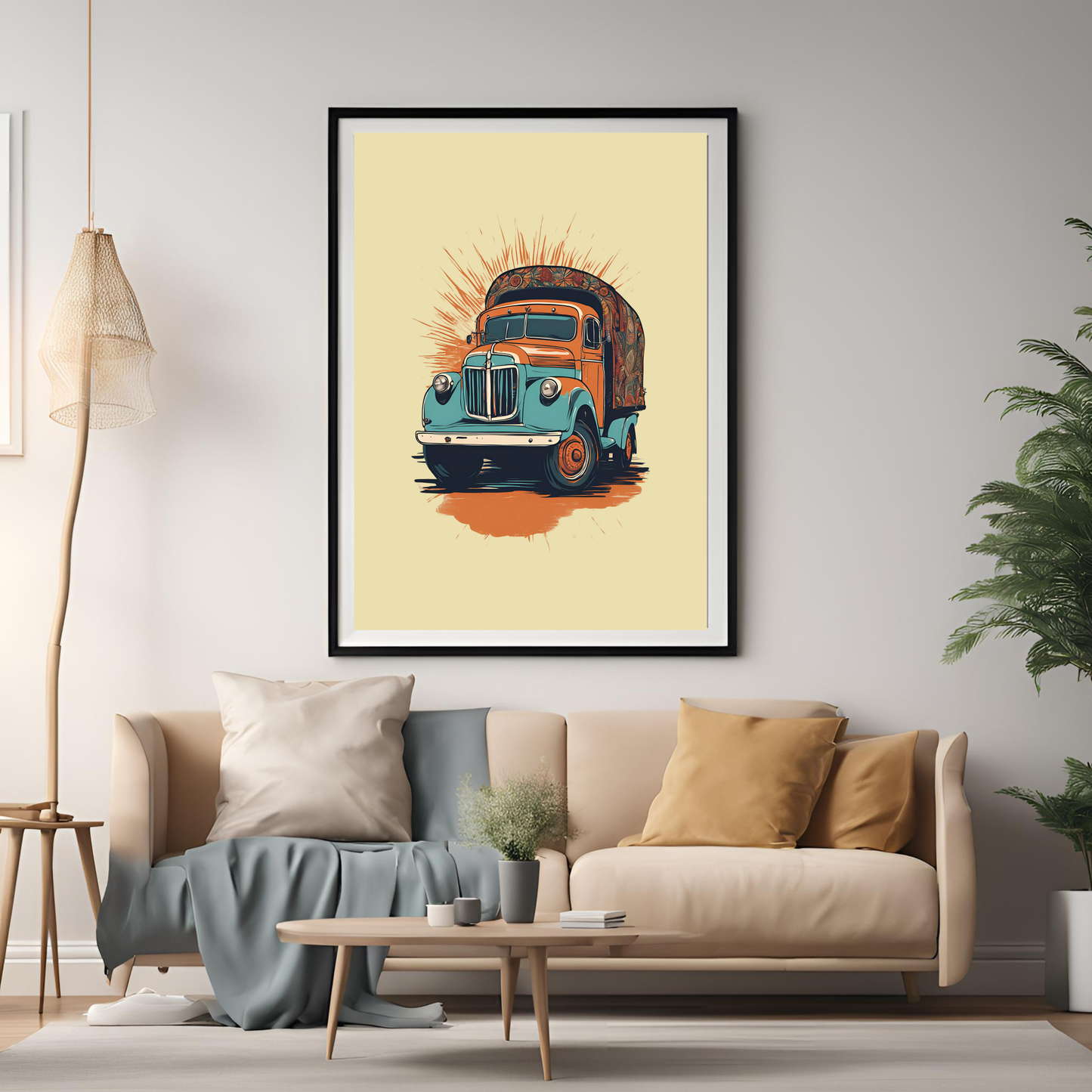 Punjabi Truck Framed A4 Fine Art Print - Portrait/Black