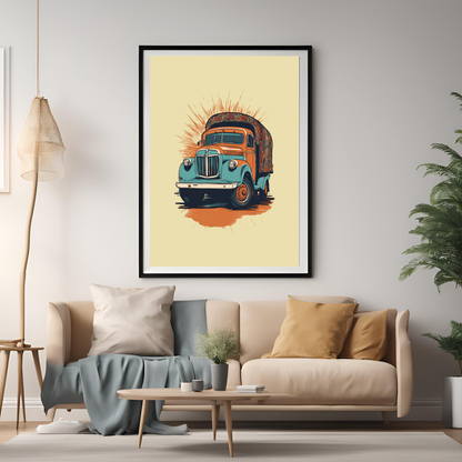 Punjabi Truck Framed A4 Fine Art Print - Portrait/Black