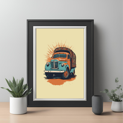 Punjabi Truck Framed A4 Fine Art Print - Portrait/Black