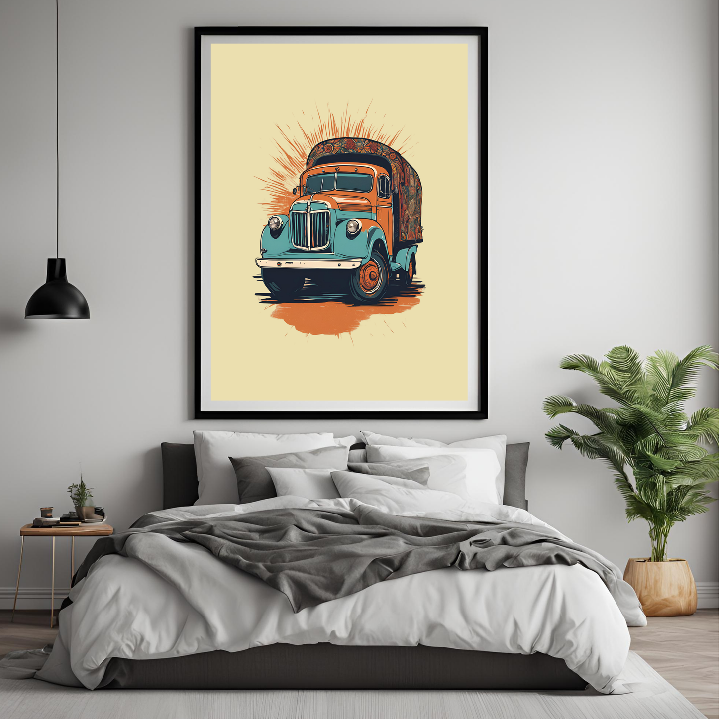 Punjabi Truck Framed A4 Fine Art Print - Portrait/Black