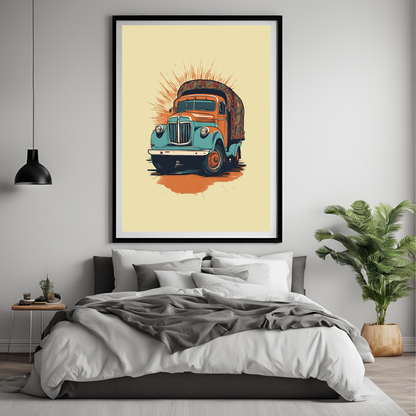 Punjabi Truck Framed A4 Fine Art Print - Portrait/Black