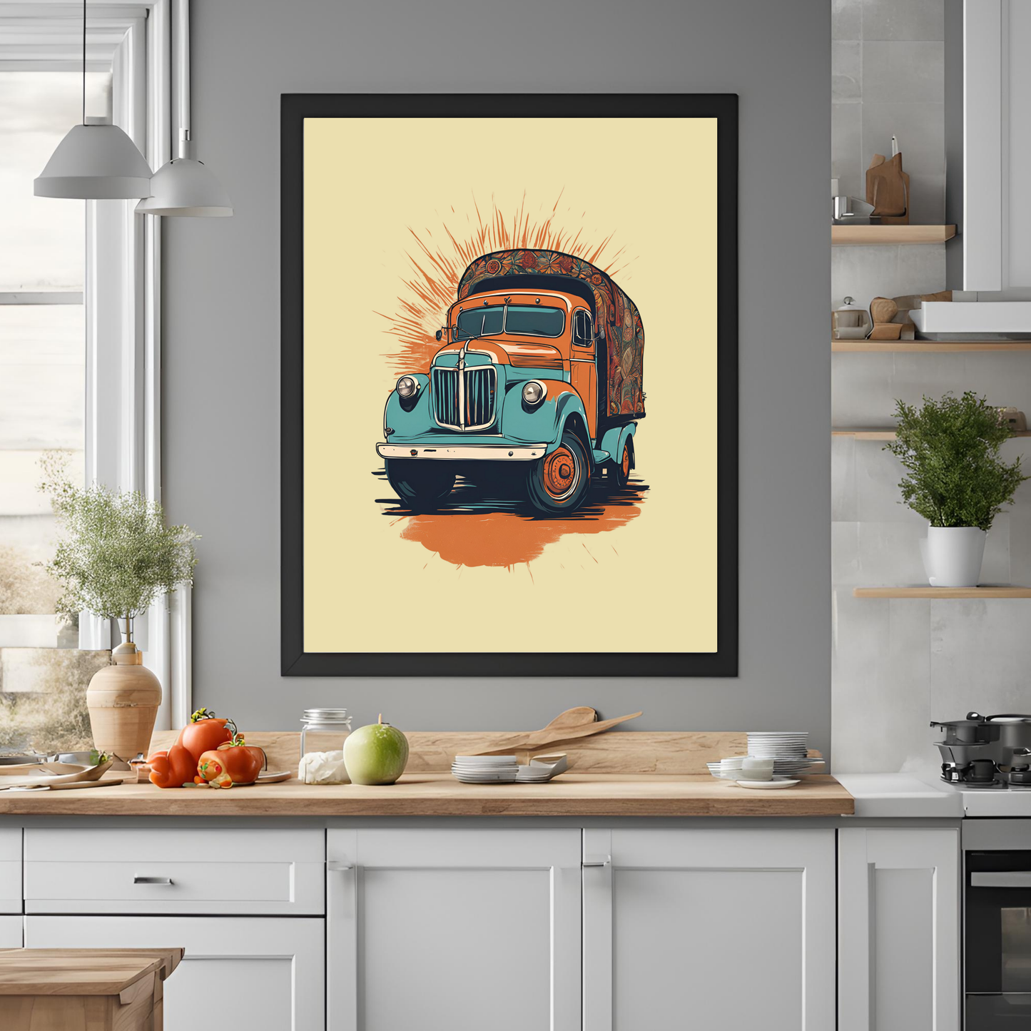 Punjabi Truck Framed A4 Fine Art Print - Portrait/Black