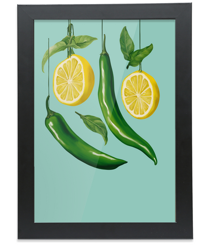 Chilli & Lemon A4 Black Framed Portrait Print