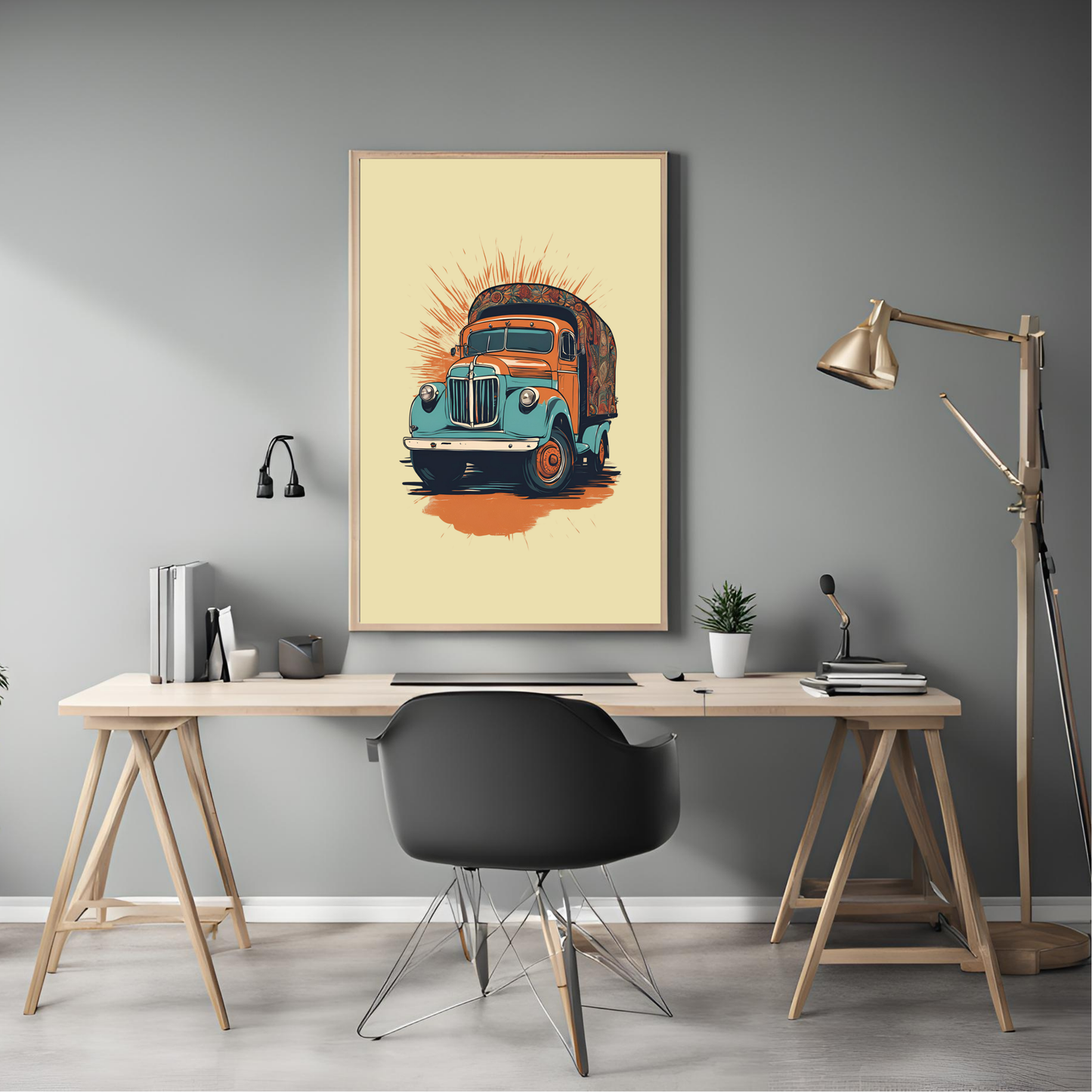 Punjabi Truck Framed A4 Fine Art Print - Portrait/Black