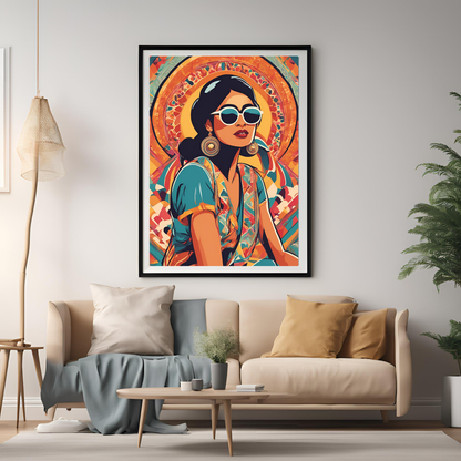 Retro Indian Framed A4 Print - Portrait/Black