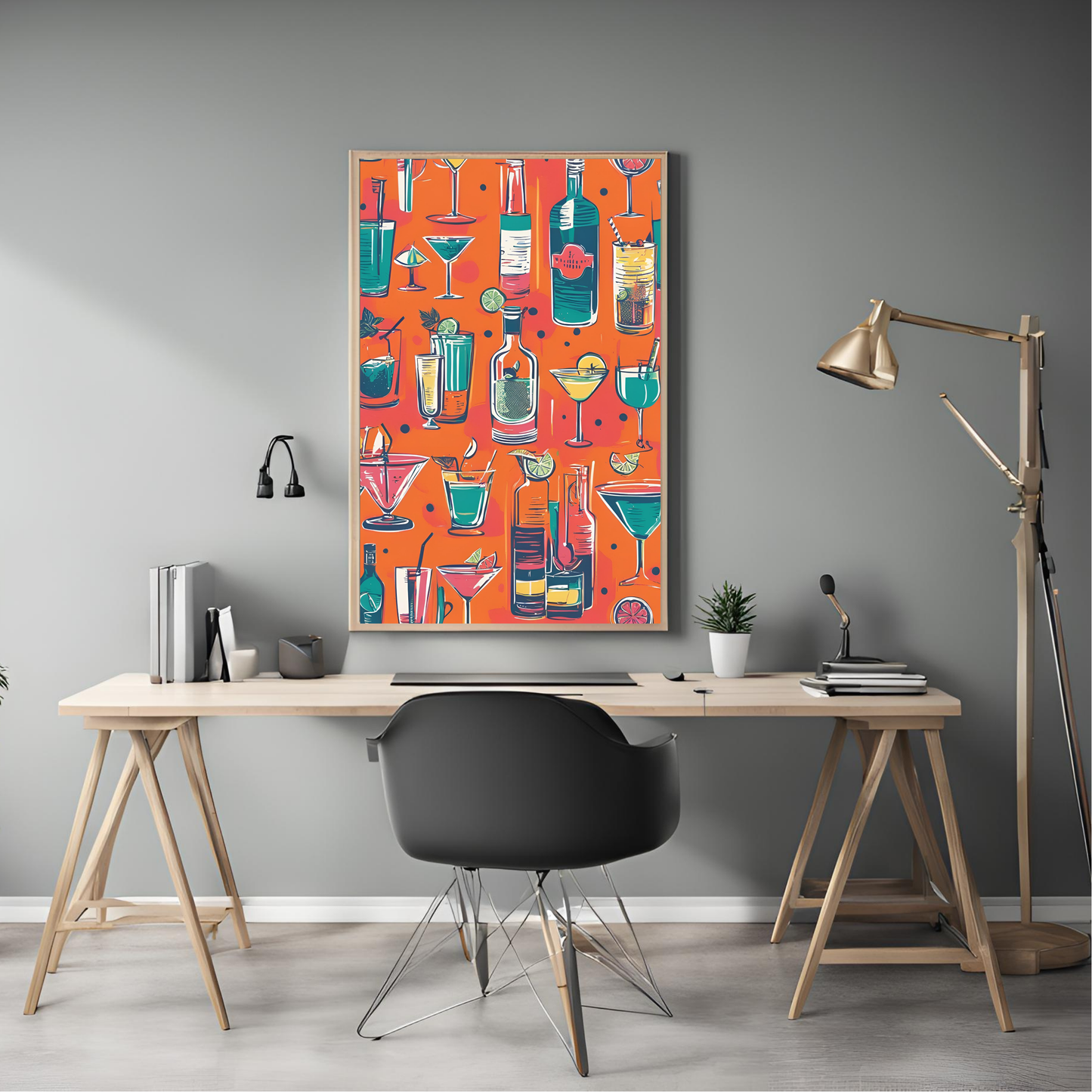 Preppy Cocktail Collage Wall Art Digital Download