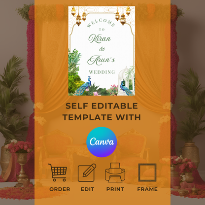 Peacock Garden Entrance Board Digital Download - Online Template