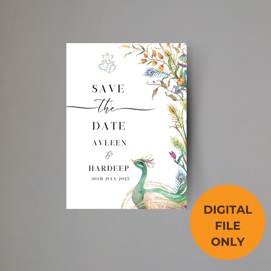 Peacock Invitations 6pcs Digital Download - Online Template