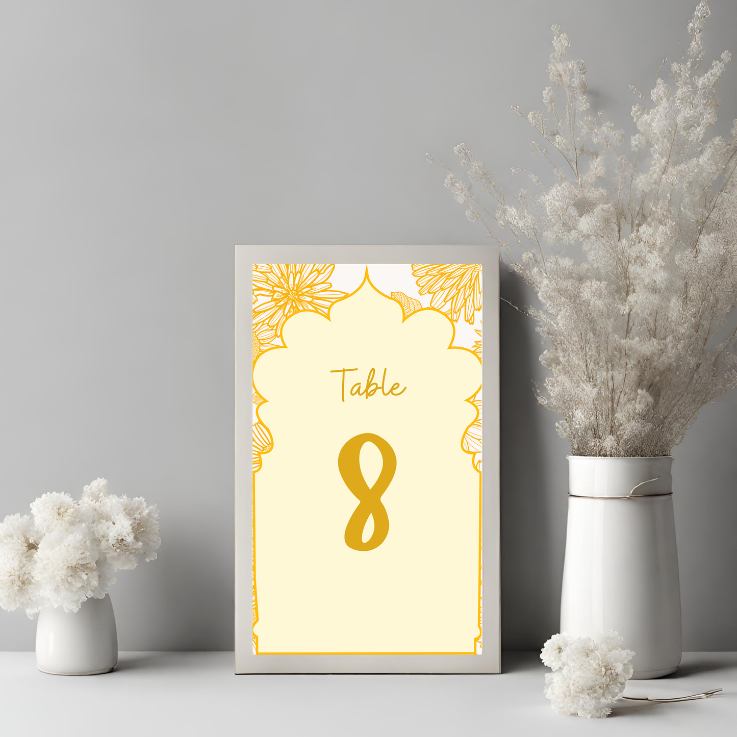 Yellow Table Number Digital Download - Online Template